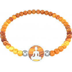 Bracelet elastique - bouddha - oeil de tigre - diamètre 13mm - longueur 18_18,5cm