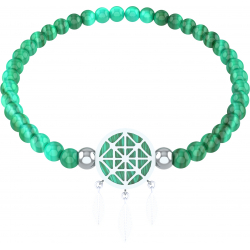 Bracelet elastique - attrape-reves - malachite - diamètre 13mm - longueur 18_18,5cm