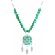 Collier acier - attrape-reves - malachite - diamètre 18mm - longueur 40+7cm