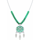 Collier acier - attrape-reves - malachite - diamètre 18mm - longueur 40+7cm