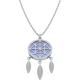 Collier acier - attrape-reves - cacledoine bleu - diamètre 18mm - longueur 40+5cm