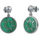 Boucles d'oreille acier -soleil - malachite - diamètre 14mm