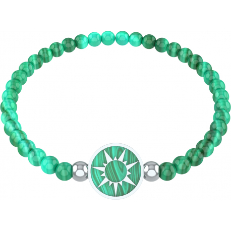 Bracelet elastique - soleil - malachite - diamètre 13mm - longueur 18_18,5cm