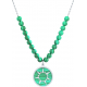 Collier acier - soleil - malachite - diamètre 18mm - longueur 40+7cm