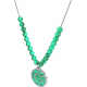 Collier acier - soleil - malachite - diamètre 18mm - longueur 40+7cm