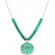 Collier acier - soleil - malachite - diamètre 18mm - longueur 40+7cm