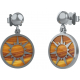 Boucles d'oreille acier -soleil - tiger eye - diamètre 14mm