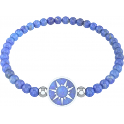 Bracelet elastique - soleil - lapis lazuli - diamètre 13mm - longueur 18_18,5cm