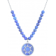 Collier acier - soleil - lapis lazuli - diamètre 18mm - longueur 40+7cm