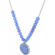 Collier acier - soleil - lapis lazuli - diamètre 18mm - longueur 40+7cm