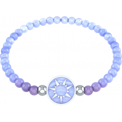 Bracelet elastique - soleil - calcedoine bleu - diamètre 13mm - longueur 18_18,5cm