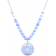 Collier acier - soleil - cacledoine bleu - diamètre 18mm - longueur 40+7cm