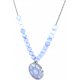 Collier acier - soleil - cacledoine bleu - diamètre 18mm - longueur 40+7cm