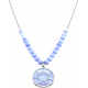 Collier acier - soleil - cacledoine bleu - diamètre 18mm - longueur 40+7cm