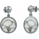 Boucles d'oreille acier -feuille ginkgo - nacre - diamètre 14mm