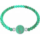 Bracelet elastique - feuille ginkgo - malachite - diamètre 13mm - longueur 18_18,5cm