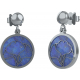 Boucles d'oreille acier -feuille ginkgo - lapis lazuli - diamètre 14mm