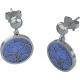 Boucles d'oreille acier -feuille ginkgo - lapis lazuli - diamètre 14mm