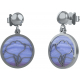 Boucles d'oreille acier - feuille ginkgo - cacledoine bleu - diamètre 14mm