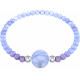 Bracelet elastique - feuille ginkgo - calcedoine bleu - diamètre 13mm - longueur 18_18,5cm