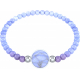 Bracelet elastique - feuille ginkgo - calcedoine bleu - diamètre 13mm - longueur 18_18,5cm
