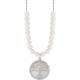 Collier acier - arbre de vie - nacre - diamètre 18mm - longueur 40+7cm