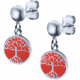 Boucles d'oreille acier - arbre de vie - cornaline - diamètre 14mm