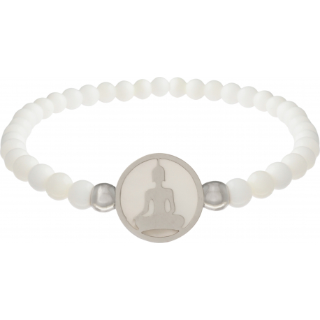 Bracelet elastique - bouddha - nacre - diamètre 13mm - longueur 18_18,5cm