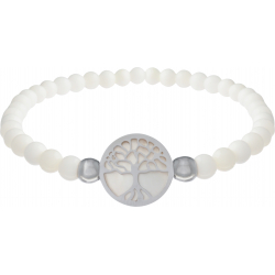 Bracelet elastique - arbre de vie - nacre - diamètre 13mm - longueur 18_18,5cm