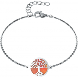 Bracelet acier - arbre de vie - cornaline - diamètre 14mm - longueur 16+4cm