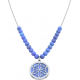 Collier acier - fleur de vie - lapis lazuli - diamètre 18mm - longueur 40+7cm