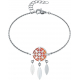 Bracelet acier - attrape-reves - cornaline - diamètre 14mm - longueur 16+4cm