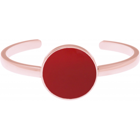 Bracelet jonc acier rosé - cornaline - diamètre pierre 22mm - diamètre intérieur 58mm