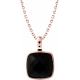 Collier acier rosé - coussin 14x14mm - onyx facetté - 40+10cm