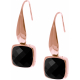 Boucles d'oreille acier rosé - coussin 8x8mm - onyx facetté