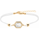 Bracelet acier doré - coton blanc - howlite blanche - 16+4cm