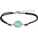 Bracelet acier - coton noir - amazonite - 16+4cm