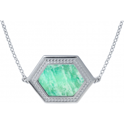 Collier acier - amazonite - 38+5cm