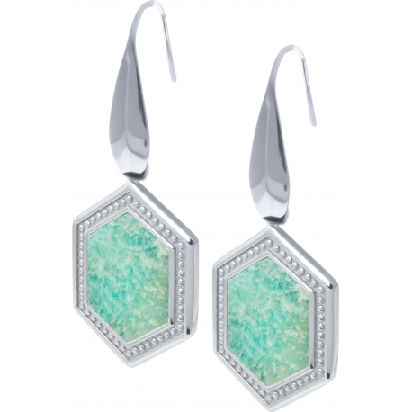 Boucles d'oreille acier - amazonite