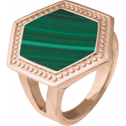 Bague acier rosé - malachite - T52 à T64