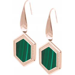 Boucles d'oreille acier rosé - malachite