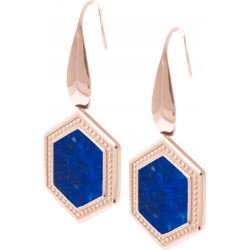 Boucles d'oreille acier rosé - lapis lazuli