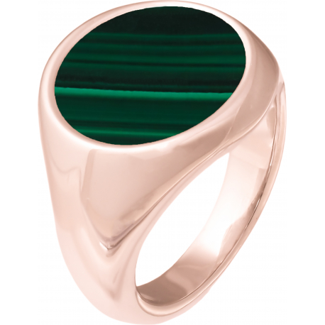 Bague acier rosé - malachite - diamètre pierre 12mm - T50 à T64