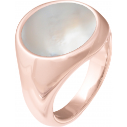 Bague acier rosé - nacre - diamètre pierre 12mm - T50 à T64