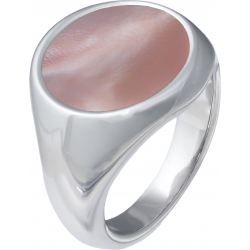 Bague acier - nacre rosé - diamètre pierre 12mm - T50 à T64