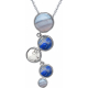 Collier acier - 5 cabochons blue lace agate - lapis  - howlite - lapis - blue lace agate - diamètre 9, 7, 7, 6 et 5mm - 42+8cm