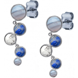 Boucles d'oreille - 5 cabochons blue lace agate - lapis  - howlite - lapis - blue lace agate - diamètre 9, 7, 7, 6 et 5mm