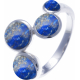 Bague acier - 4 cabochons lapis lazuli - diamètre 5, 6, 7 et 6mm - T50 à T64