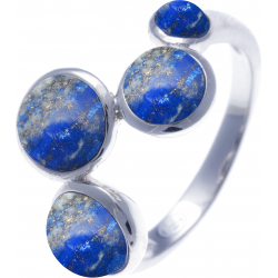 Bague acier - 4 cabochons lapis lazuli - diamètre 5, 6, 7 et 6mm - T50 à T64