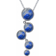 Collier acier - 5 cabochons lapis - diamètre 9, 7, 7, 6 et 5mm - 42+8cm